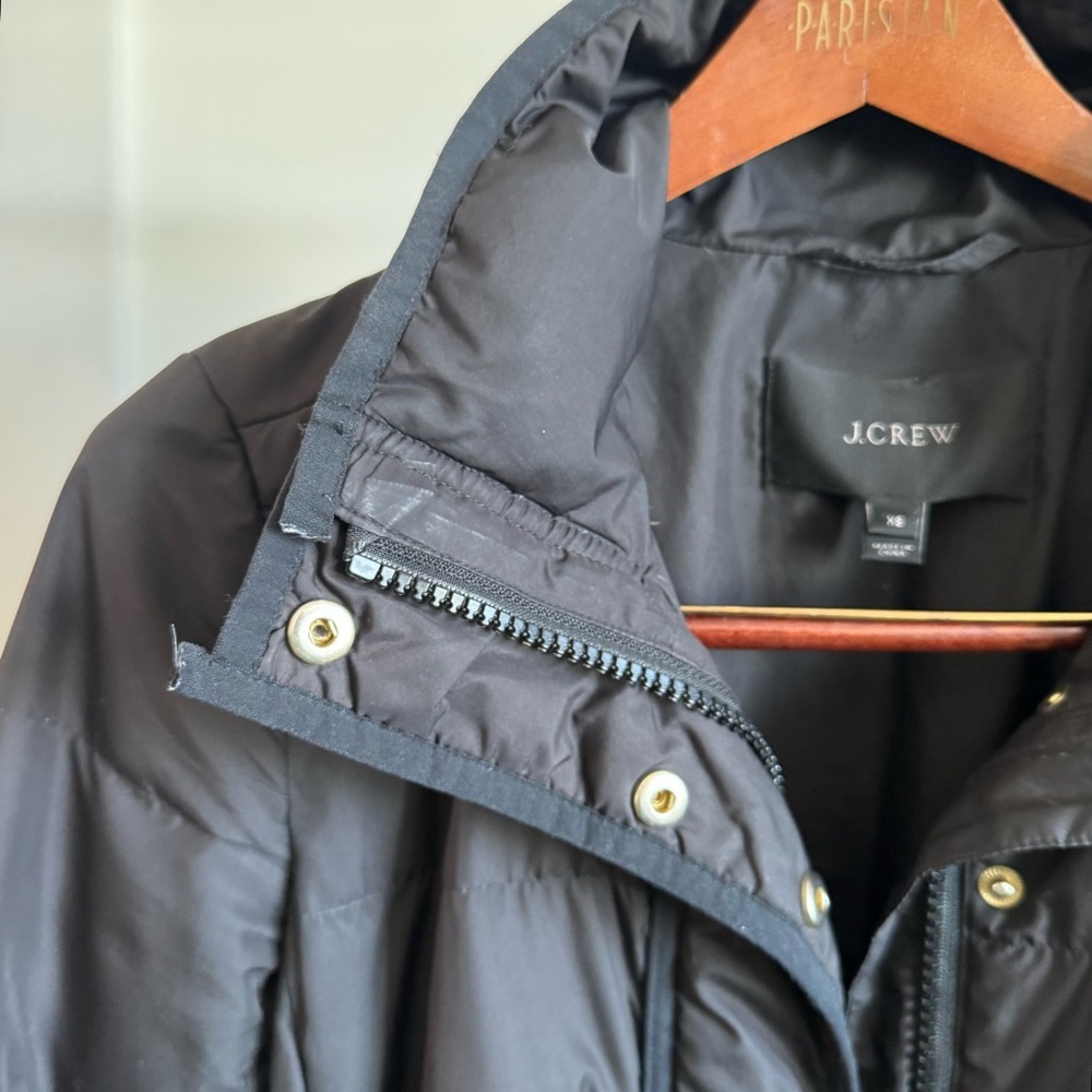 J. Crew Long Black Puffer Coat Womens Sz XS - Picture 5 of 11